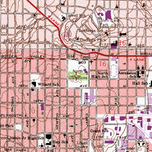 Topographic Map of North Commons, MN