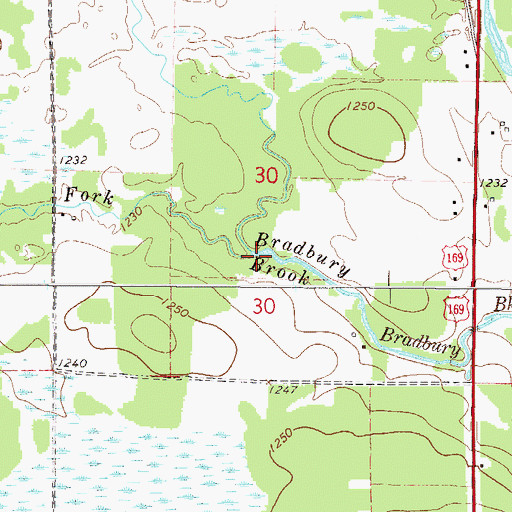 Topographic Map of North Fork Bradbury Brook, MN