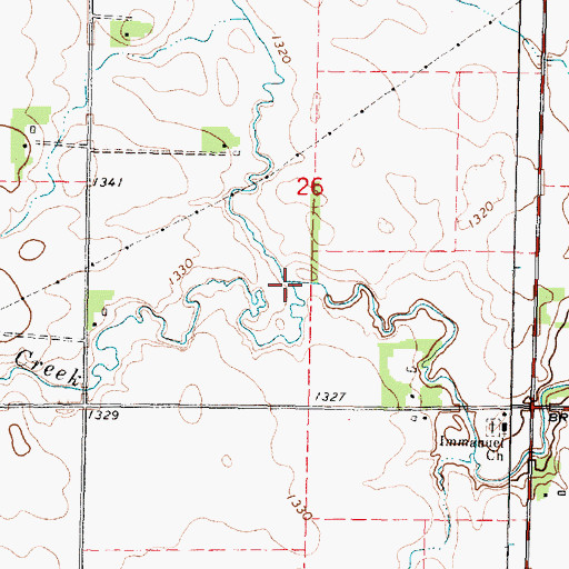 Topographic Map of North Fork Elm Creek, MN