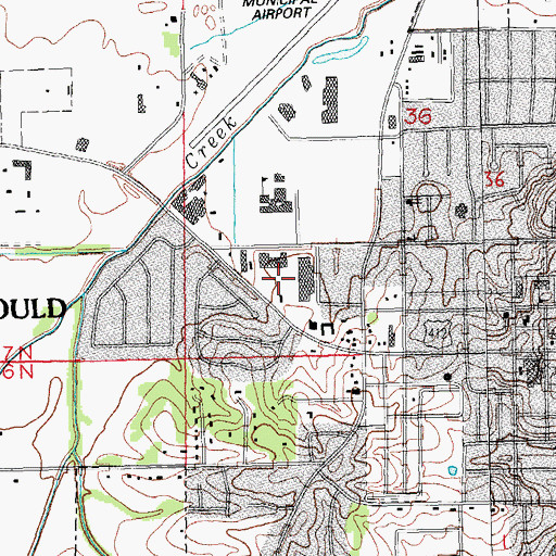 Topographic Map of Paragould Plaza Shopping Center, AR