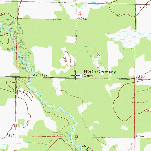 Topographic Map of North Germany Cemetery, MN