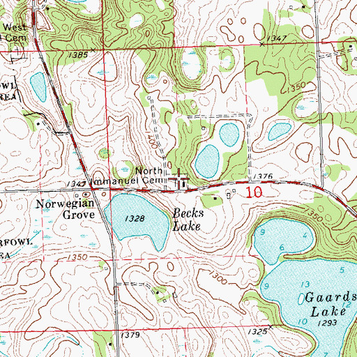 Topographic Map of North Immanuel Cemetery, MN