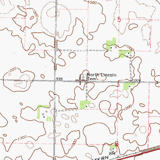 Topographic Map of North Lincoln Cemetery, MN