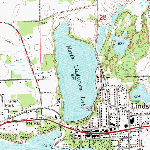Topographic Map of North Lindstrom Lake, MN