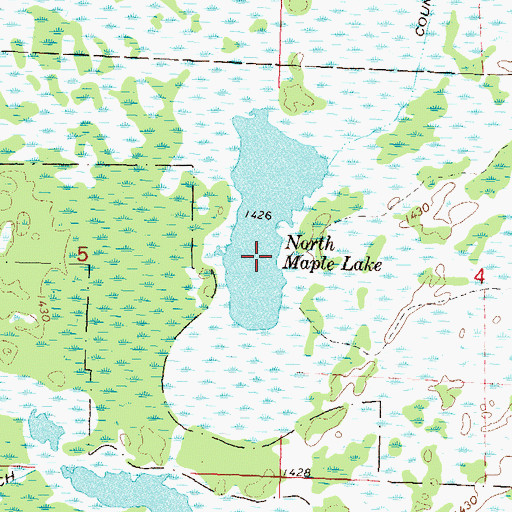 Topographic Map of North Maple Lake, MN