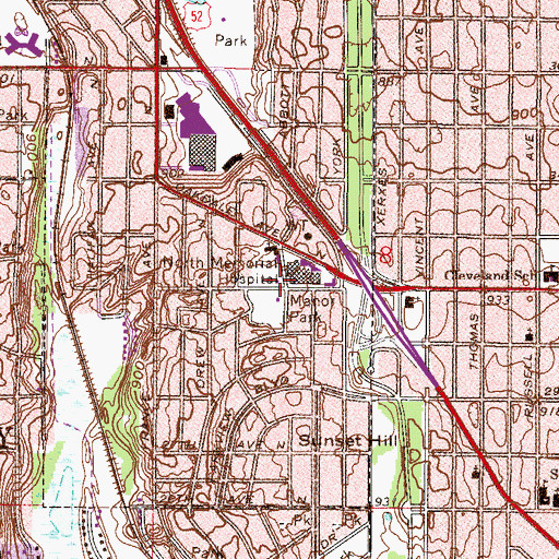 Topographic Map of North Memorial Medical Center, MN