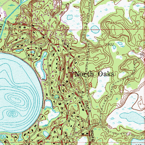 Topographic Map of North Oaks, MN