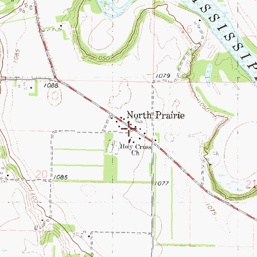 Topographic Map of North Prairie, MN
