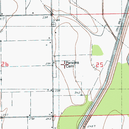 Topographic Map of Parsons Cemetery, AR