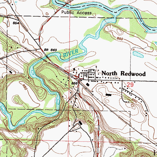 Topographic Map of North Redwood, MN