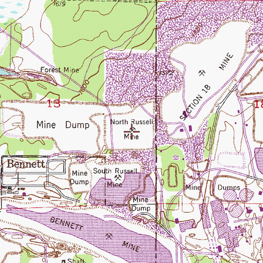 Topographic Map of North Russell Mine, MN