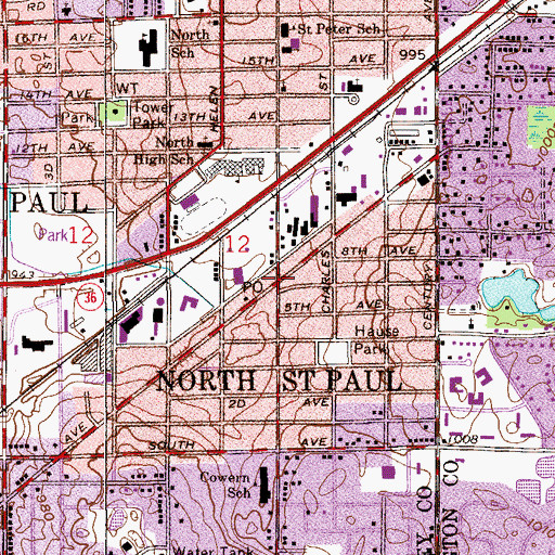 Topographic Map of North Saint Paul, MN