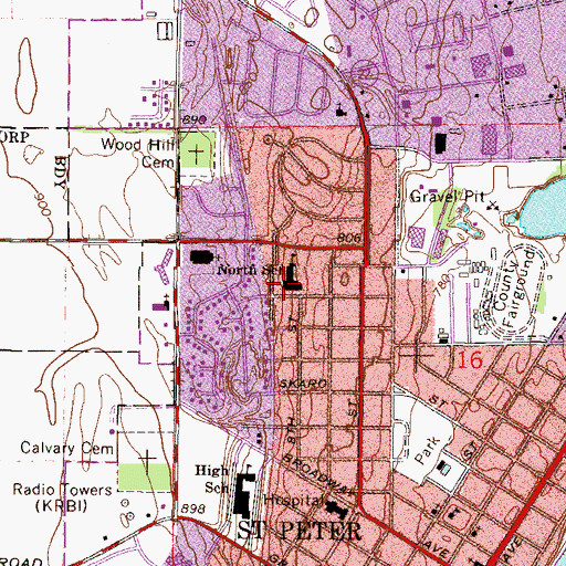 Topographic Map of North Intermediate School, MN