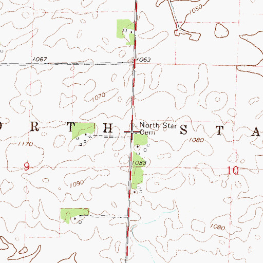 Topographic Map of North Star Cemetery, MN