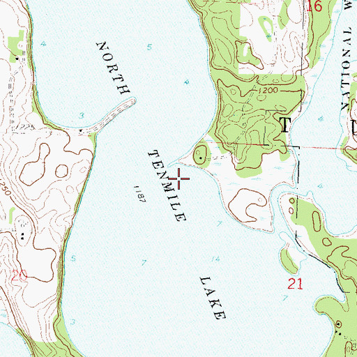 Topographic Map of North Tenmile Lake, MN