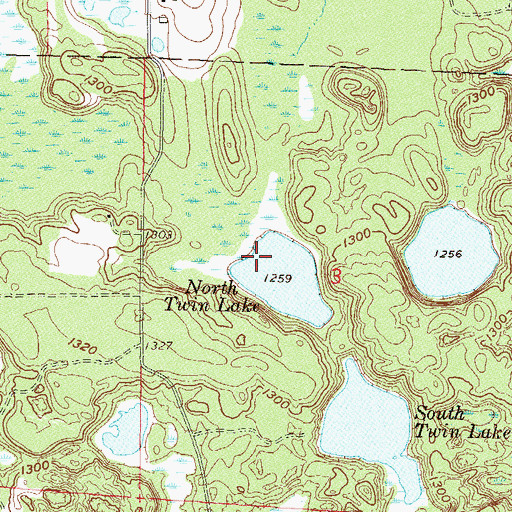 Topographic Map of North Twin Lake, MN
