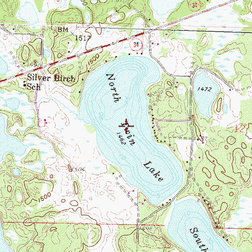 Topographic Map of North Twin Lake, MN
