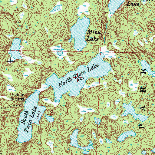 Topographic Map of North Twin Lake, MN