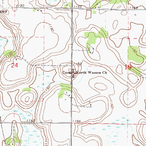 Topographic Map of North Waseca Church, MN
