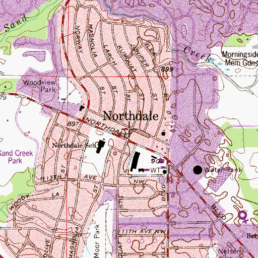 Topographic Map of Northdale, MN