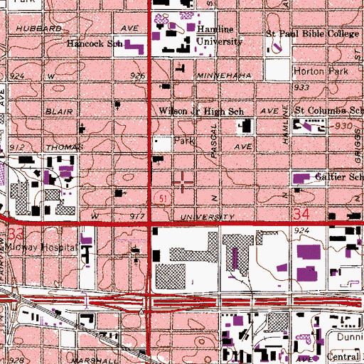 Topographic Map of Northern Pacific Hospital, MN