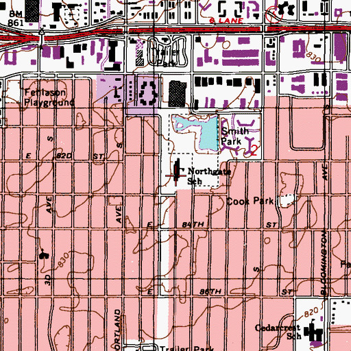 Topographic Map of Northgate School, MN