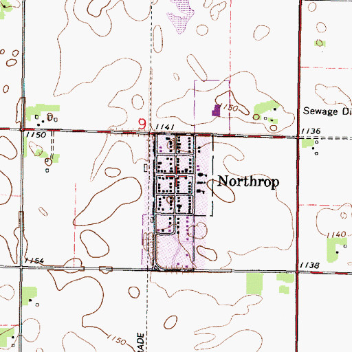Topographic Map of Northrop, MN