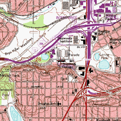 Topographic Map of Northrop College, MN