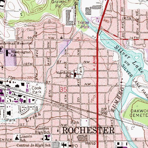 Topographic Map of Northrop School, MN