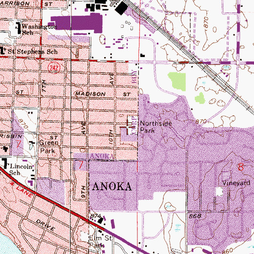 Topographic Map of Northside Park, MN