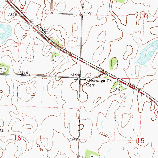 Topographic Map of Norunga Church, MN