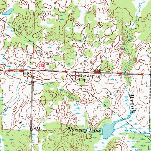 Topographic Map of Norway Lake Cemetery, MN