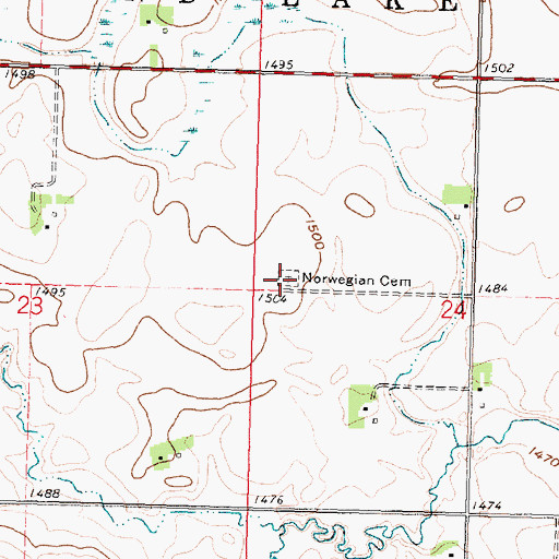 Topographic Map of Norwegian Cemetery, MN
