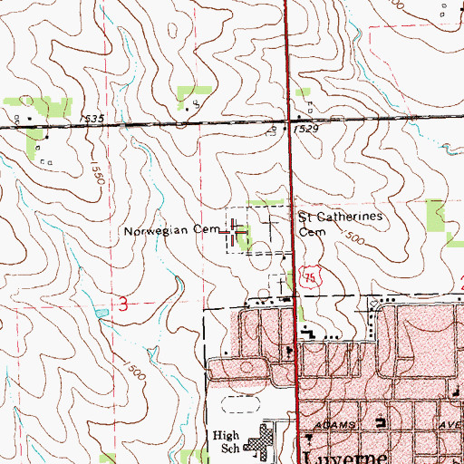 Topographic Map of Norwegian Cemetery, MN