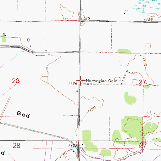 Topographic Map of Norwegian Lutheran Meraker Cemetery, MN