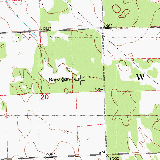 Topographic Map of Norwegian Cemetery, MN