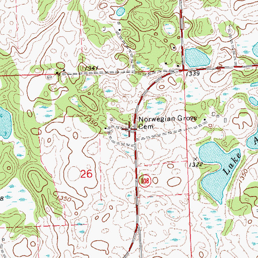 Topographic Map of Norwegian Grove Cemetery, MN