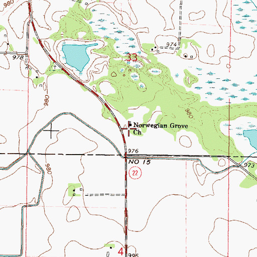 Topographic Map of Norwegian Grove Church, MN