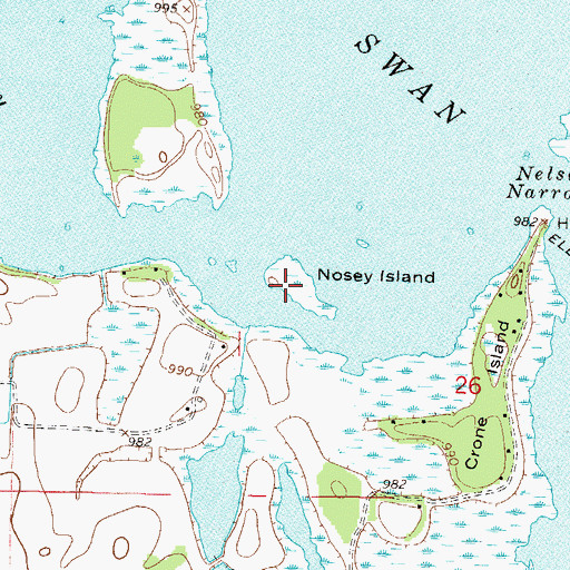Topographic Map of Nosey Island, MN