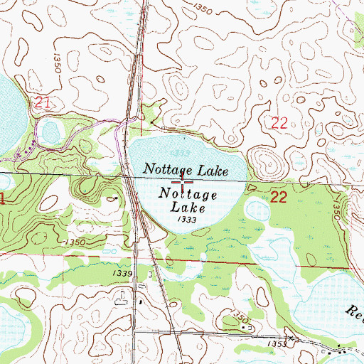 Topographic Map of Nottage Lake, MN