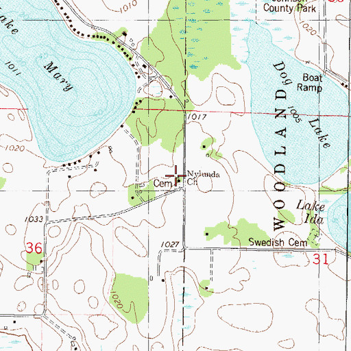 Topographic Map of Nylanda Church, MN