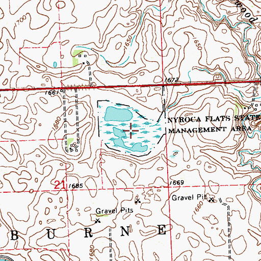 Topographic Map of Nyroca Flats State Wildlife Management Area, MN
