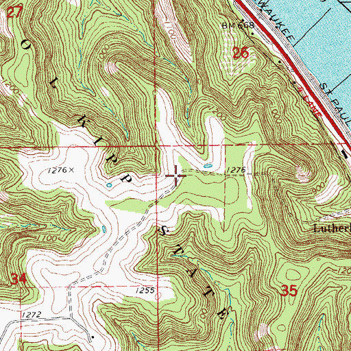 Topographic Map of Great River Bluffs State Park, MN
