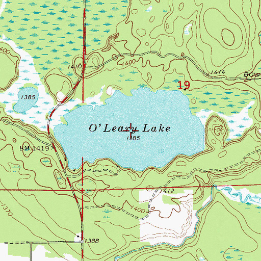 Topographic Map of O' Learty Lake, MN