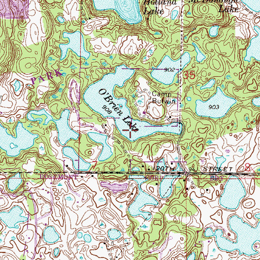 Topographic Map of O'Brien Lake, MN