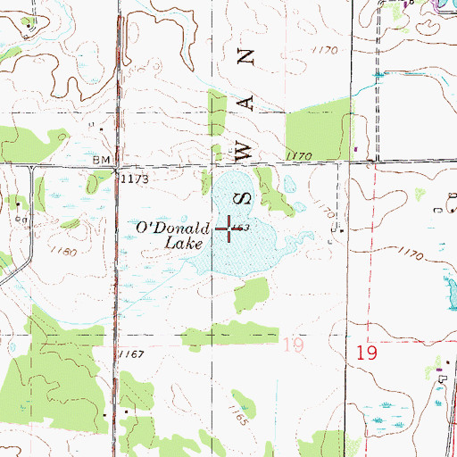 Topographic Map of O'Donald Lake, MN