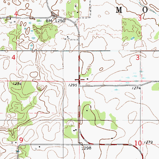 Topographic Map of O'Leary School, MN