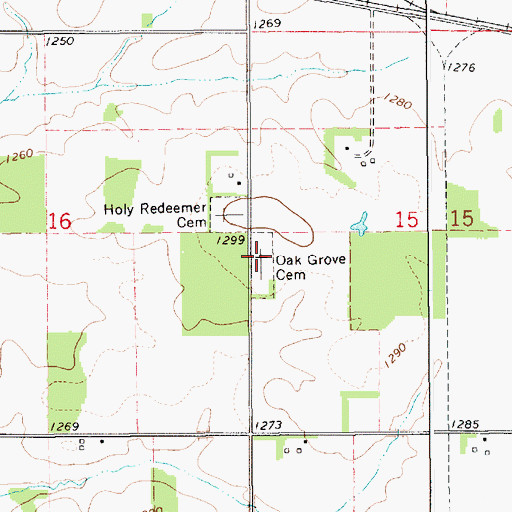 Topographic Map of Oak Grove Cemetery, MN