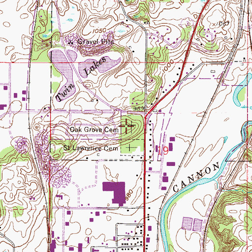 Topographic Map of Oak Grove Cemetery, MN