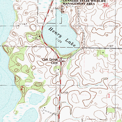 Topographic Map of Oak Grove Cemetery, MN